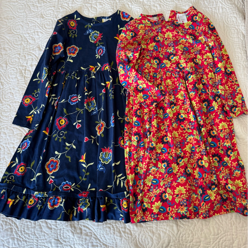 Hanna Andersson Floral Kids Dresses - Navy and Red